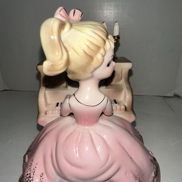 Vintage Josef Originals Revolving Music Box Girl Playing Piano Candelabra  Works - Picture 8 of 16